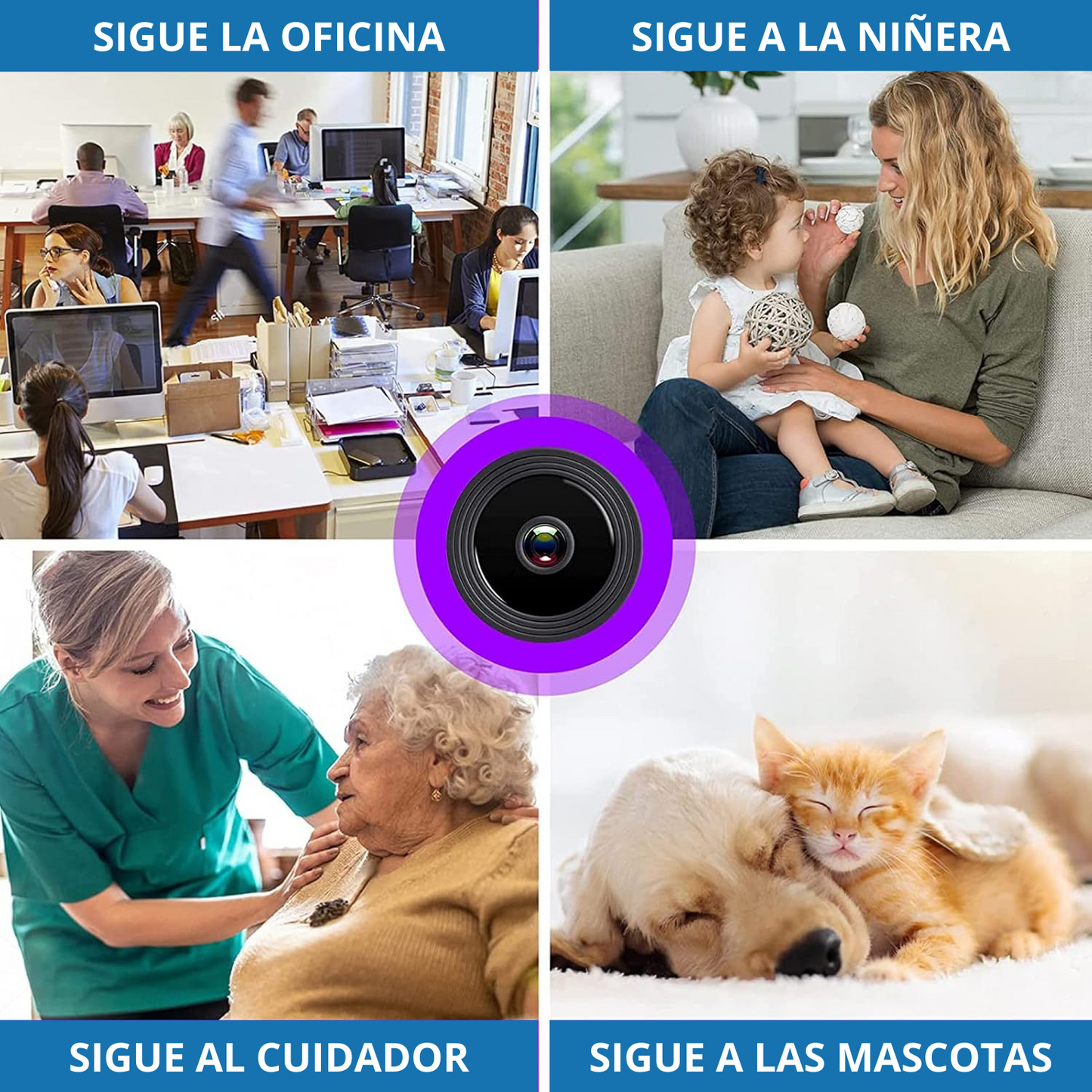 Mini Cámara Wifi HD + Soporte 360°