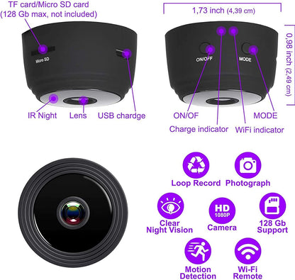 Mini Cámara Wifi HD + Soporte 360°