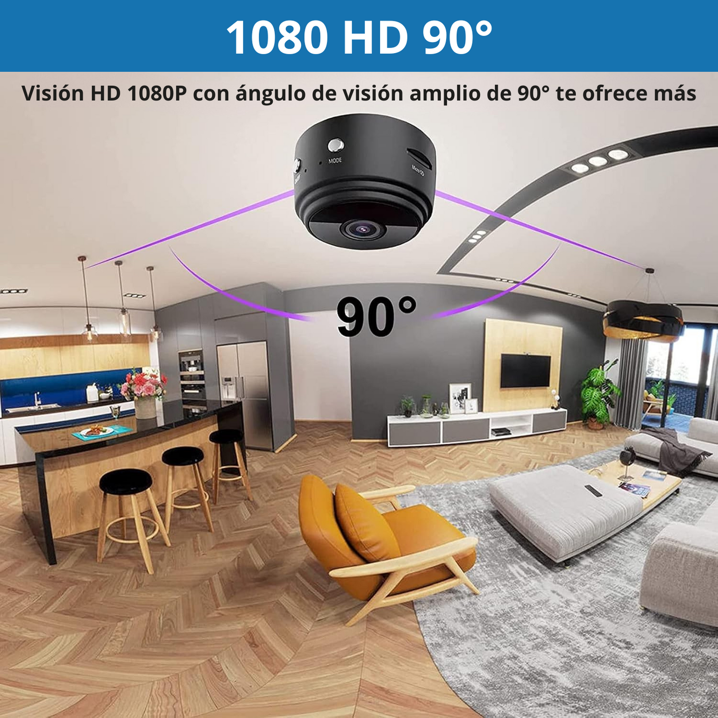 Mini Cámara Wifi HD + Soporte 360°